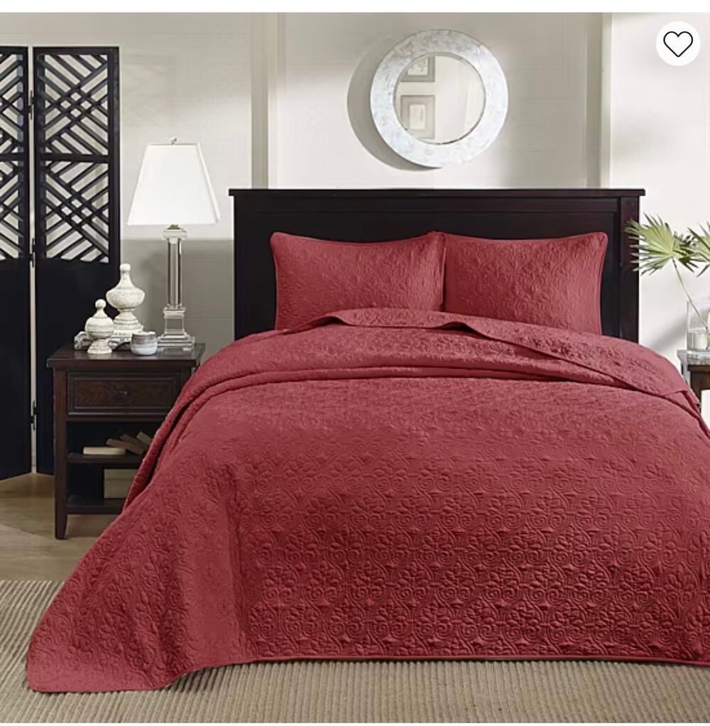 NEW! Madison Park King Red Mansfield 3pc Bedspread Set